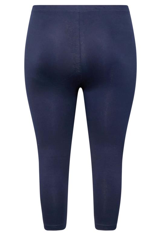Plus Size YOURS FOR GOOD Navy Blue Cotton Stretch Cropped Leggings | Yours Clothing 5