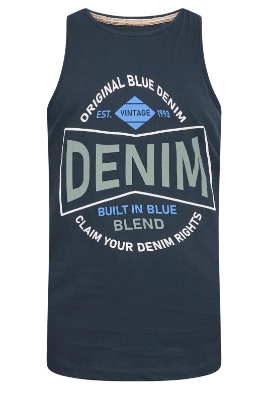 BLEND Big & Tall Navy Blue Logo Print Vest | BadRhino 3