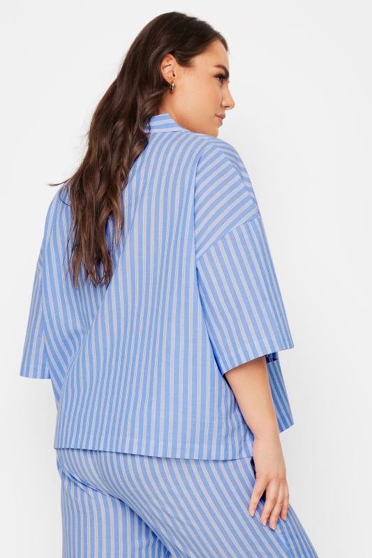 YOURS Plus Size Blue Stripe Pyjama Shirt | Yours Clothing 4