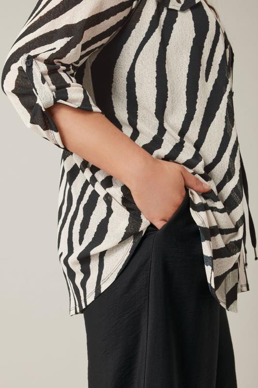 EVANS Plus Size Black & White Zebra Markings Tab Sleeve Blouse | Evans  6