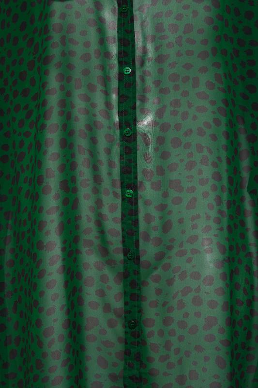 YOURS LONDON Plus Size Curve Dark Green Dalmatian Print Longline Shirt | Yours Clothing 5