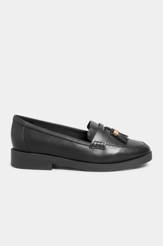Black Faux Leather Tassel Loafers In Wide E Fit & Extra Wide EEE Fit 3