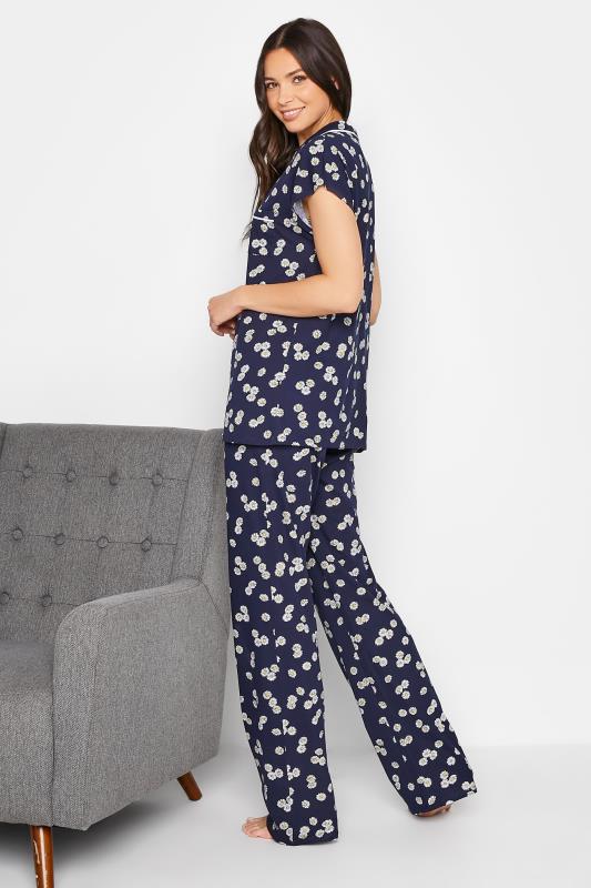 LTS Tall Navy Blue Daisy Print Cotton Pyjama Set_C.jpg