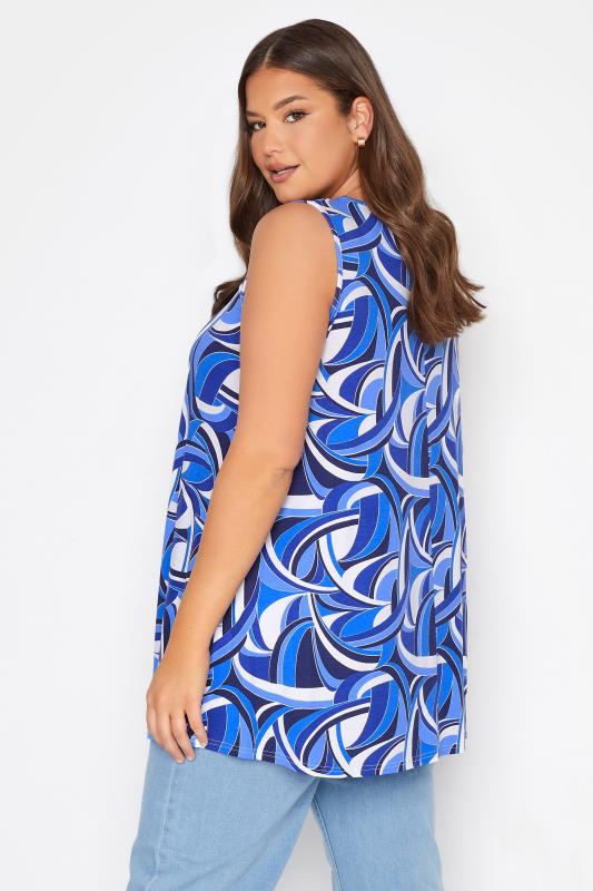 Curve Blue Abstract Print Cut Out Swing Top 4