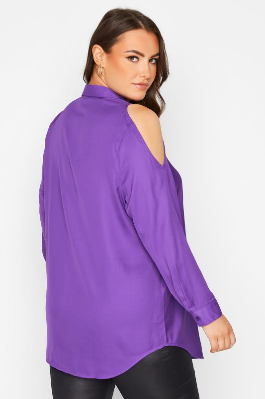 Plus Size Purple Cold Shoulder Shirt | Yours Clothing 3