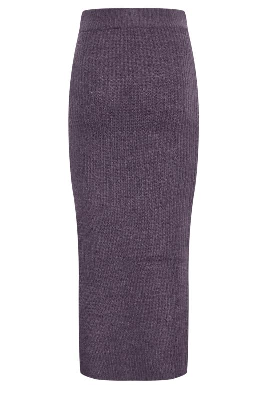 LTS Tall Dark Purple Midi Knitted Skirt | Long Tall Sally 6