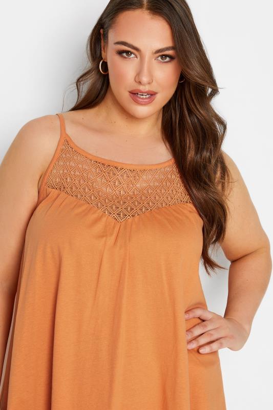 YOURS Plus Size Orange Crochet Vest Top | Yours Clothing  4