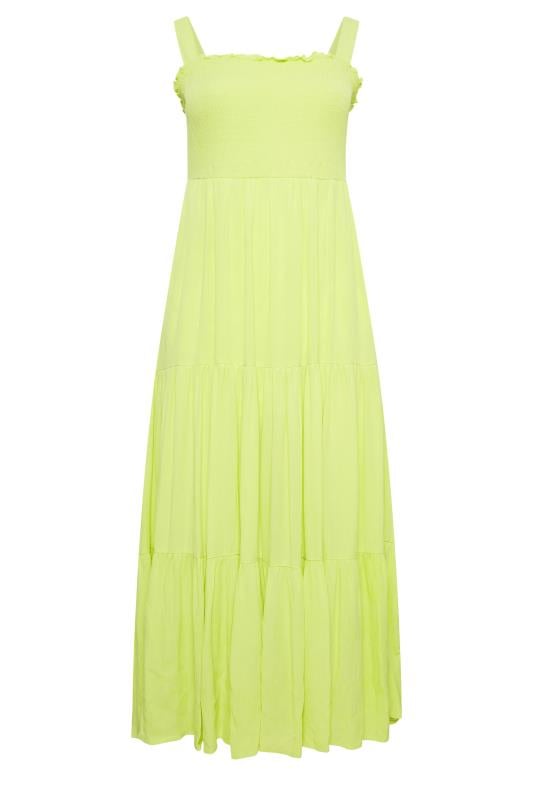 YOURS Plus Size Lime Green Shirred Strappy Sundress | Yours Clothing  7