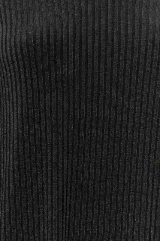Curve Plus Size Black Ribbed Spilt Sides Midi Dress | Yours Clothing 5