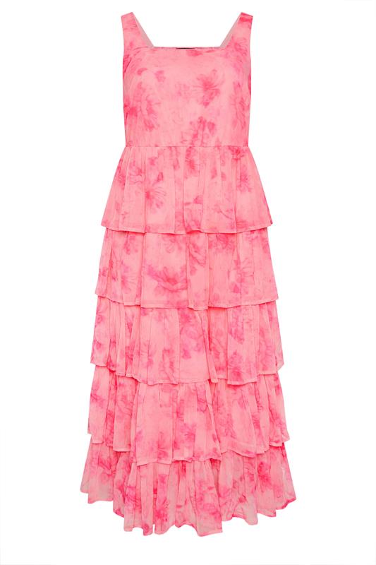 YOURS Plus Size Pink Floral Ruffle Dress | Yours Clothing 6