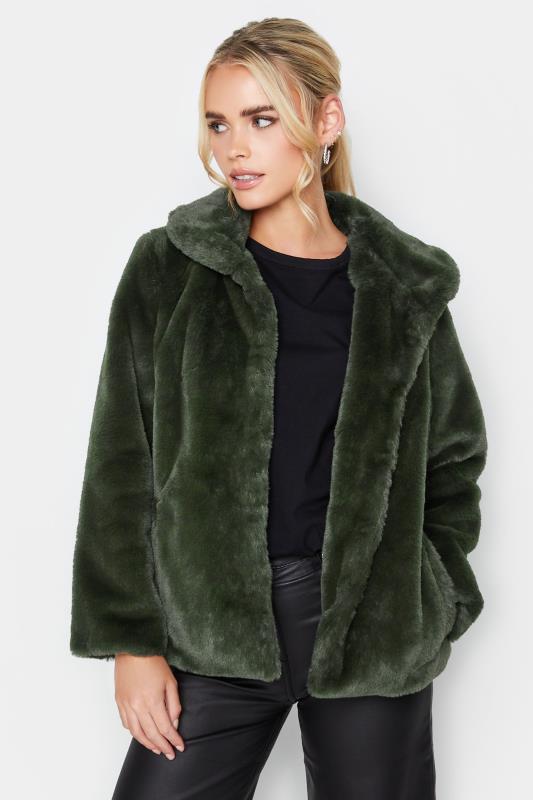 Petite  PixieGirl Dark Green Faux Fur Coat