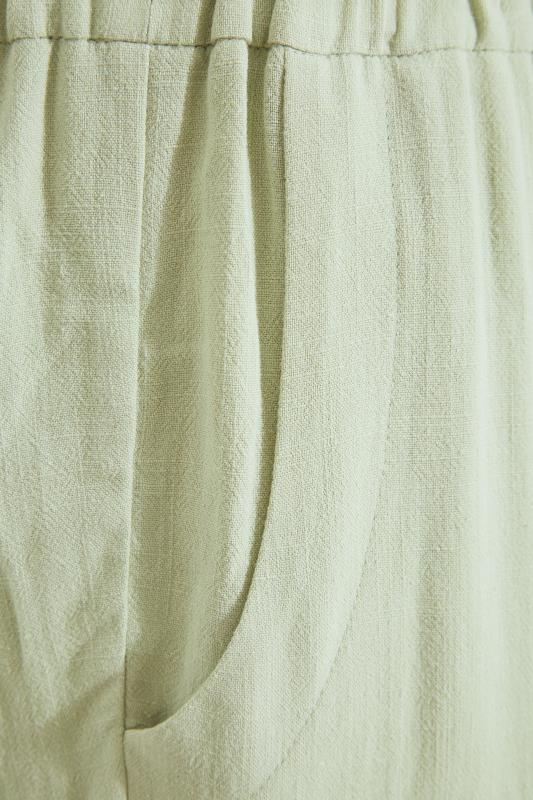 Plus Size Light Green Linen Wide Leg Trousers | Yours Clothing 5