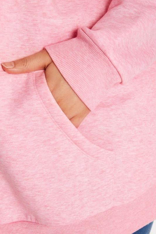 Plus Size Light Pink Marl Zip Through Hoodie | Yours Clothing  4