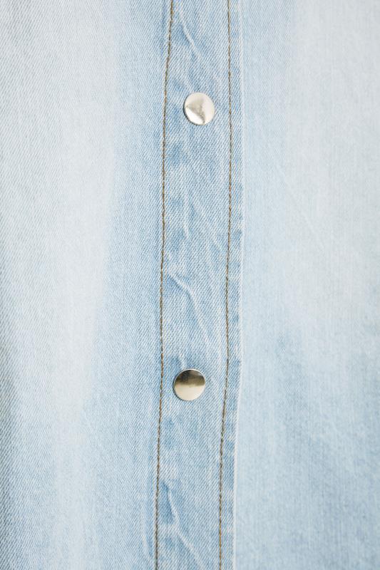 Plus Size Light Blue Western Style Distressed Denim Jacket  | Yours Clothing 5