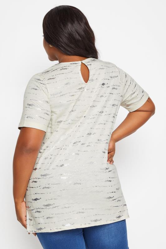 YOURS Plus Size White Foil Print Top | Yours Clothing 3