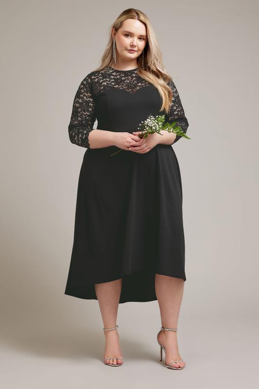 YOURS LONDON Plus Size Black Lace Sweetheart Dress | Yours Clothing 1