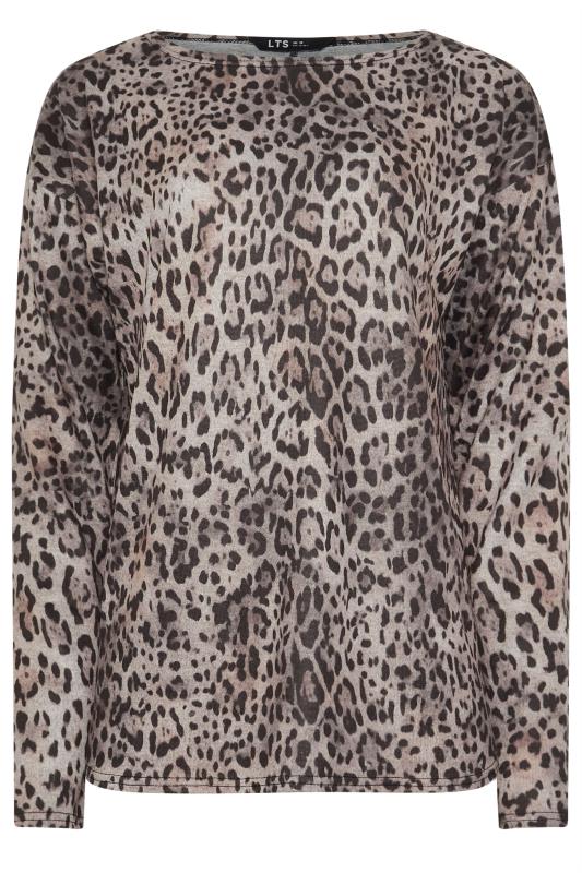 LTS Tall Grey Marl Animal Print Scoop Neck Top | Long Tall Sally 5