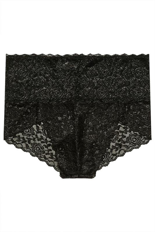 Curve Black Lace High Waisted Knickers | Yours Clothing 3