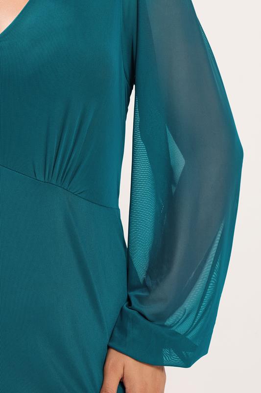 green mesh sleeve dress Yours Women's Curve Plus Size Teal Blue Balloon Size 12 Jolie moi