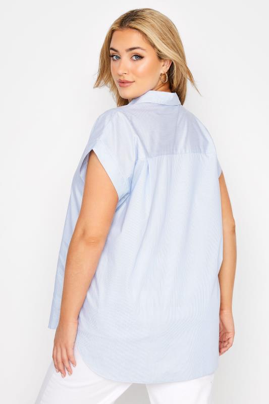 Plus Size Blue Thin Stripe Shirt | Yours Clothing 3