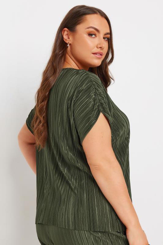 LIMITED COLLECTION Plus Size Khaki Green Textured Top | Yours Clothing 3