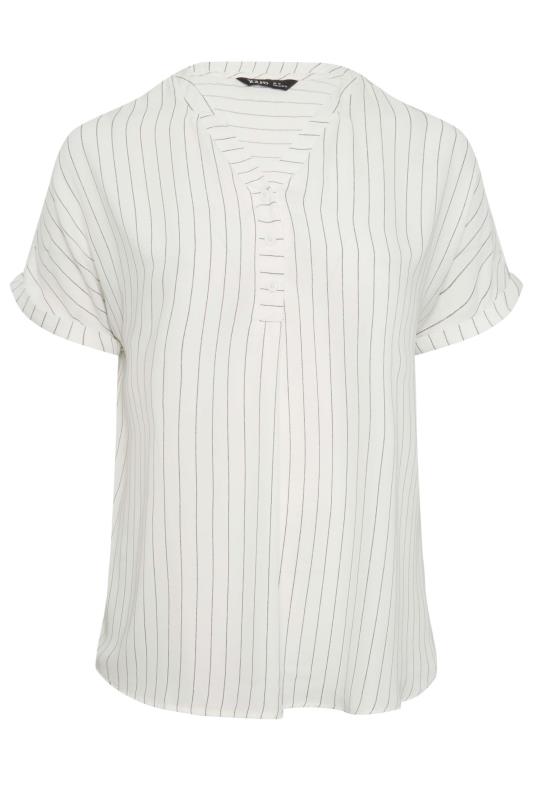 YOURS Curve Plus Size White Half Placket Stripe Blouse | Yours Clothing  6