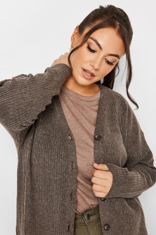 YOURS Plus Size Brown Ribbed Midi Cardigan | Yours Clothing 5