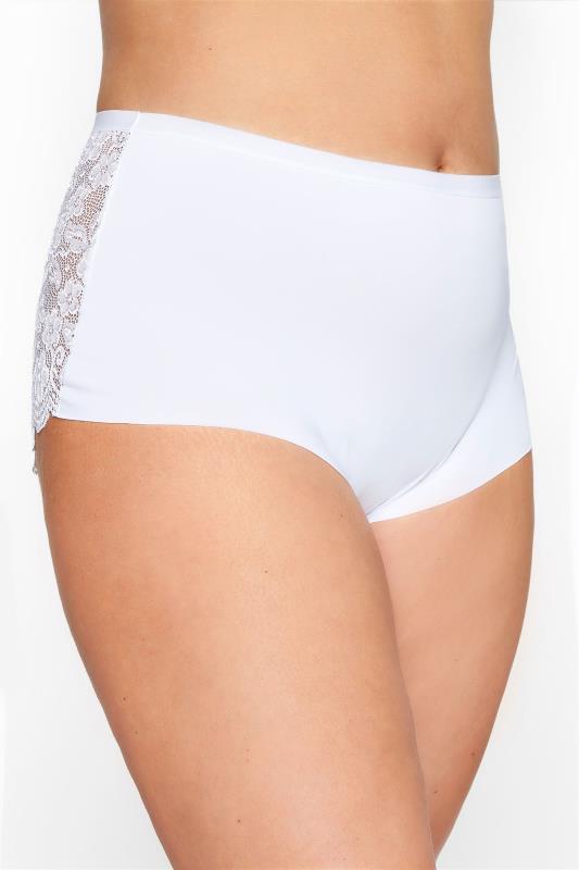 White Lace Back High Waisted Knickers | Yours Clothing 2