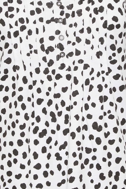 LTS Tall Women's White Dalmatian Print Henley Top | Long Tall Sally 5