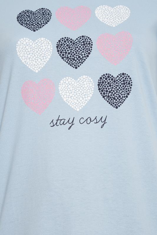 YOURS Plus Size Blue 'Stay Cosy' Slogan Pyjama Set | Yours Clothing 5