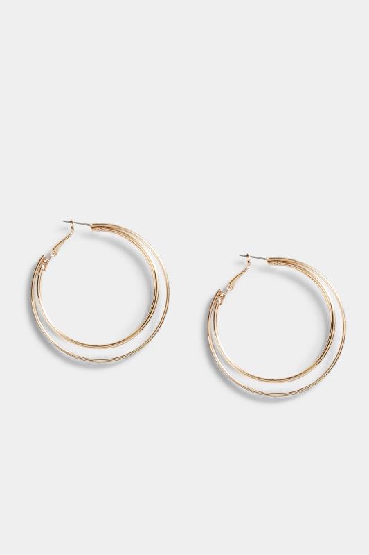 Gold Glitter Hoop Earrings | Yours Clothing 2
