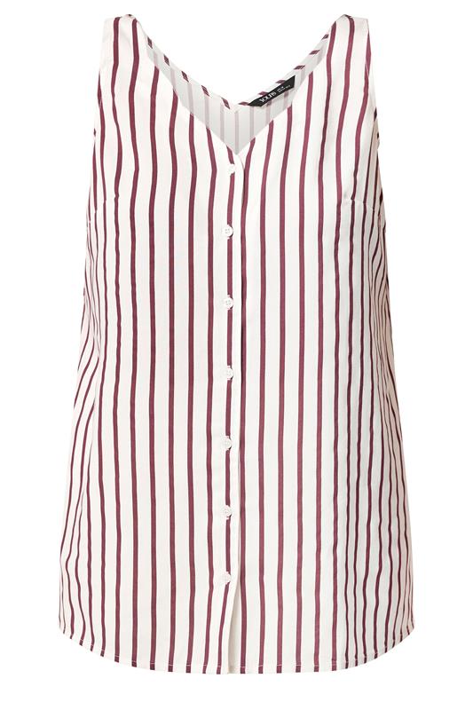 YOURS Plus Size Purple Stripe Button Vest Top | Yours Clothing 5