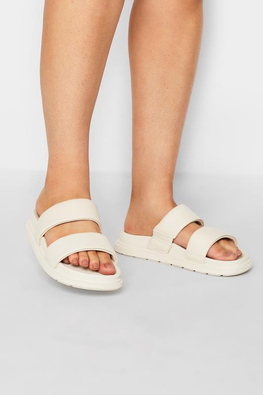 Plus Size  LIMITED COLLECTION White Two Strap Sandals In Extra Wide EEE Fit