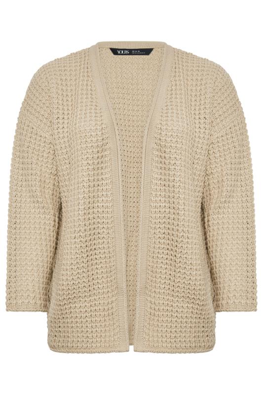 YOURS Plus Size Beige Brown Waffle Knit Cardigan | Yours Clothing 5
