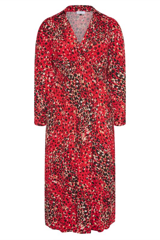 YOURS LONDON Curve Red Leopard Print Wrap Midaxi Dress 6