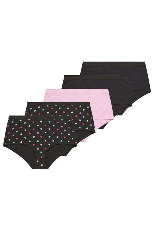  YOURSET Voll bedeckende Slips in Rosa mit Herzprint, 5er-Pack