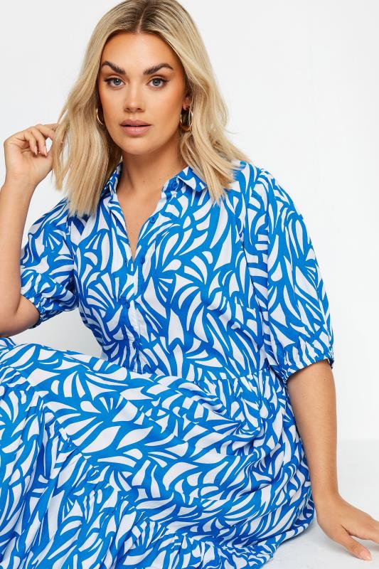 YOURS Plus Size Blue Abstract Print Shirt Dress | Yours Clothing 5