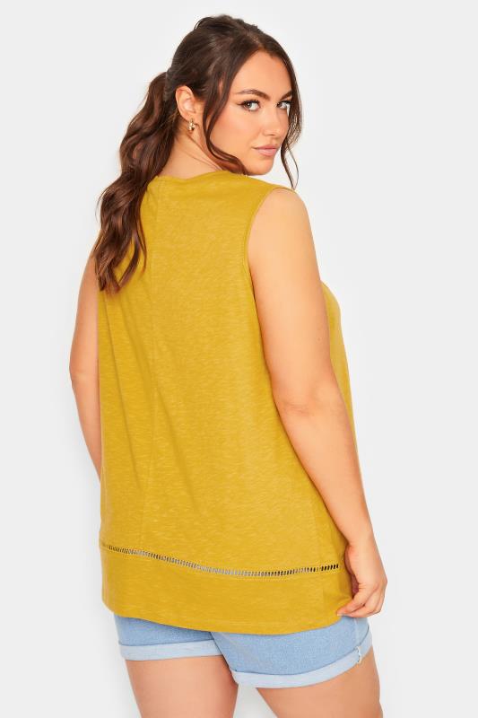 YOURS Curve Orchre Yellow Crochet Vest Top | Yours Clothing 3