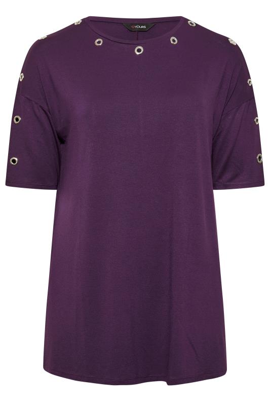 Plus Size Purple Eyelet Detail Oversized T-Shirt | Yours Clothing 6