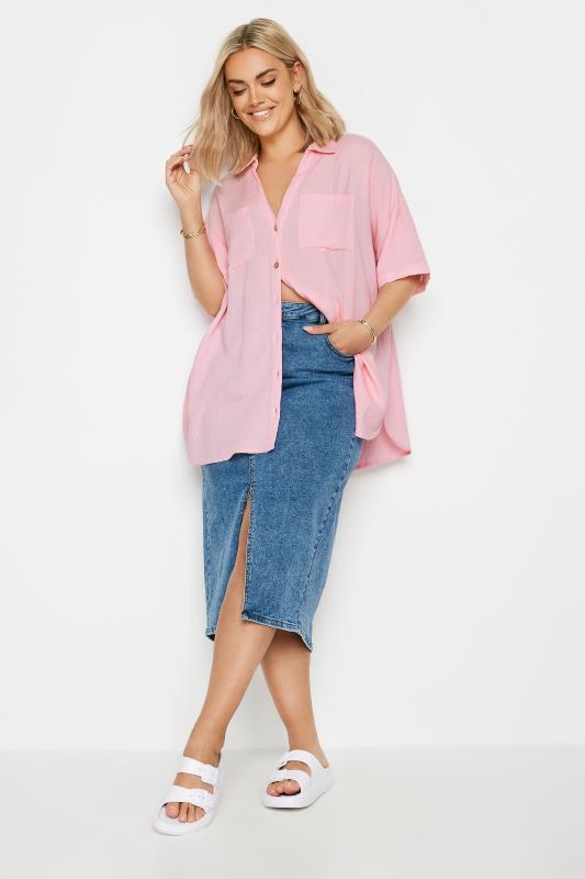 YOURS Plus Size Pink Linen Shirt | Yours Clothing 3