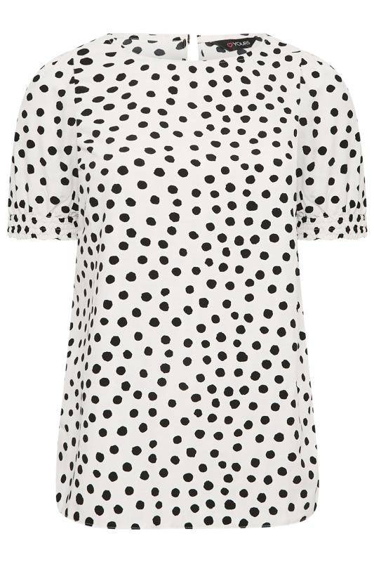 YOURS Curve Plus Size White Polka Dot Print Short Sleeve Blouse | Yours Clothing  6