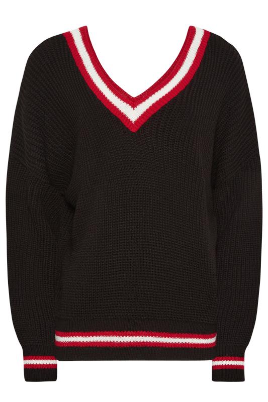 LTS Tall Women's Black & Red V-Neck Knitted Jumper | Long Tall Sally 7