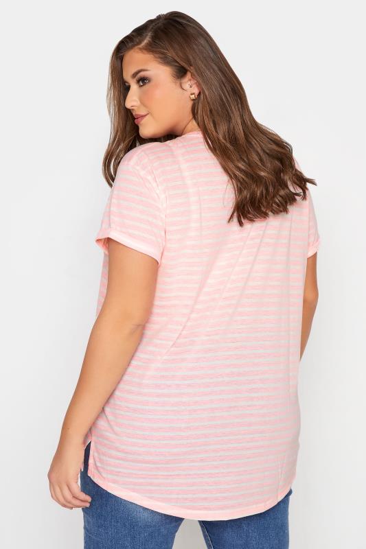 Curve Pink Stripe Topstitch T-Shirt 3