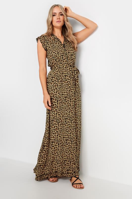 Tall  LTS Tall Brown Leopard Print Frill Sleeve Maxi Dress