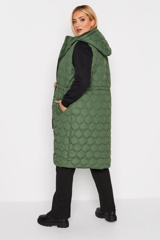 Curve Green Quilted Midi Hooded Gilet 2