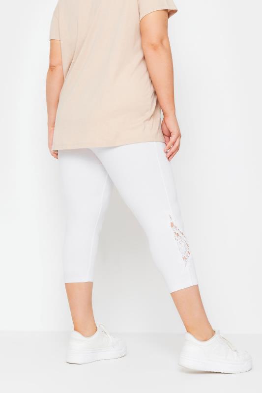 Plus Size White Lace Cropped Leggings | Yours Clothing 3