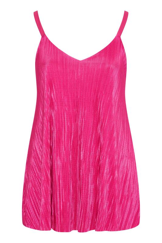YOURS LONDON Curve Hot Pink Plisse Swing Cami Top_X.jpg