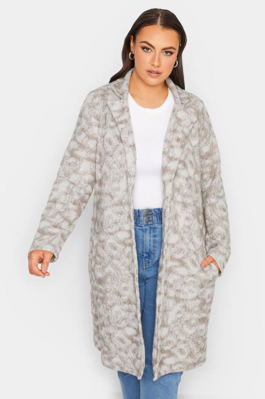 Plus Size  YOURS LUXURY Curve Beige Brown Animal Print Faux Fur Jacket