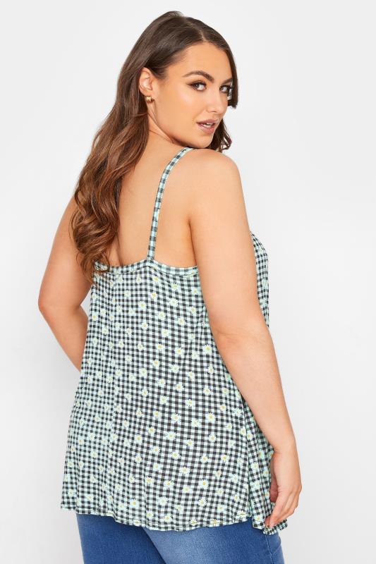 Curve Sage Green Gingham Print Daisy Swing Cami Top 3