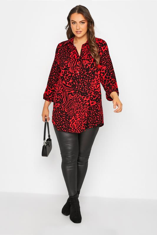 Plus Size Red Animal Print Blouse | Yours Clothing 2
